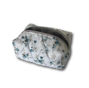 Light blue roses makeup bag