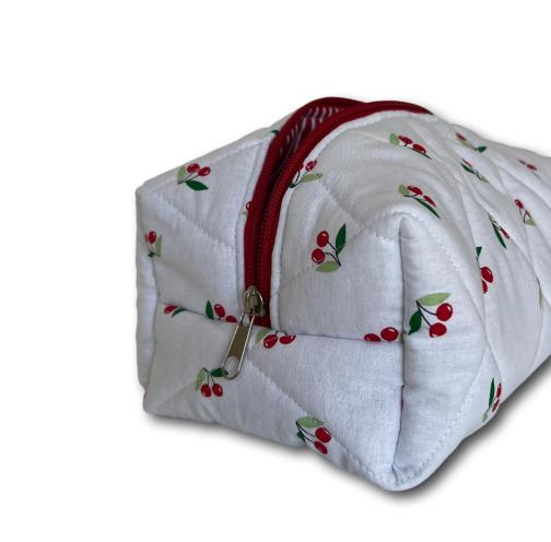 White cherry makeup bag