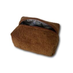 Cognac terry makeup bag