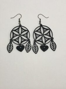 3D Printed Jewelry ”Dreamcatcher Heart Earrings”