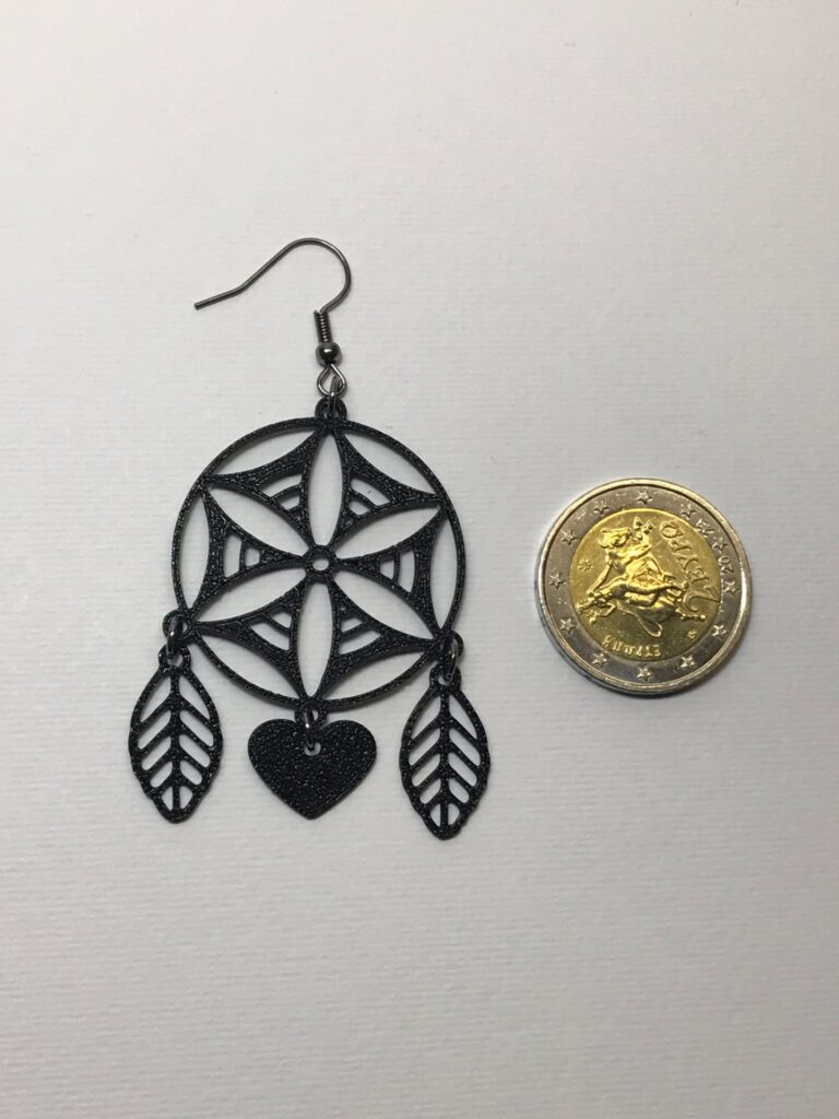 3D Printed Jewelry ''Dreamcatcher Heart Earrings''