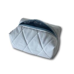 Light blue gingham beauty bag