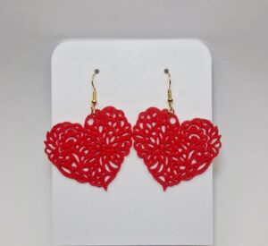 Red Heart Earrings – 3D Printed