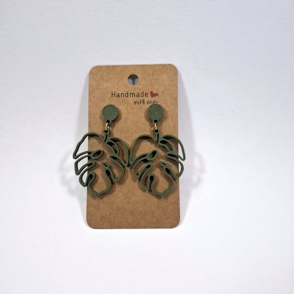 3D Printed Σκουλαρίκια Leaf - Χακί Minimal Dangles