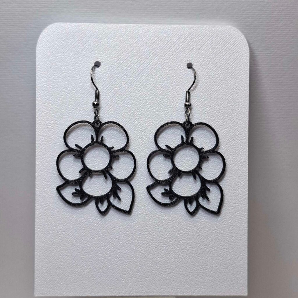3D Printed Jewelry 'Black Flower Power'