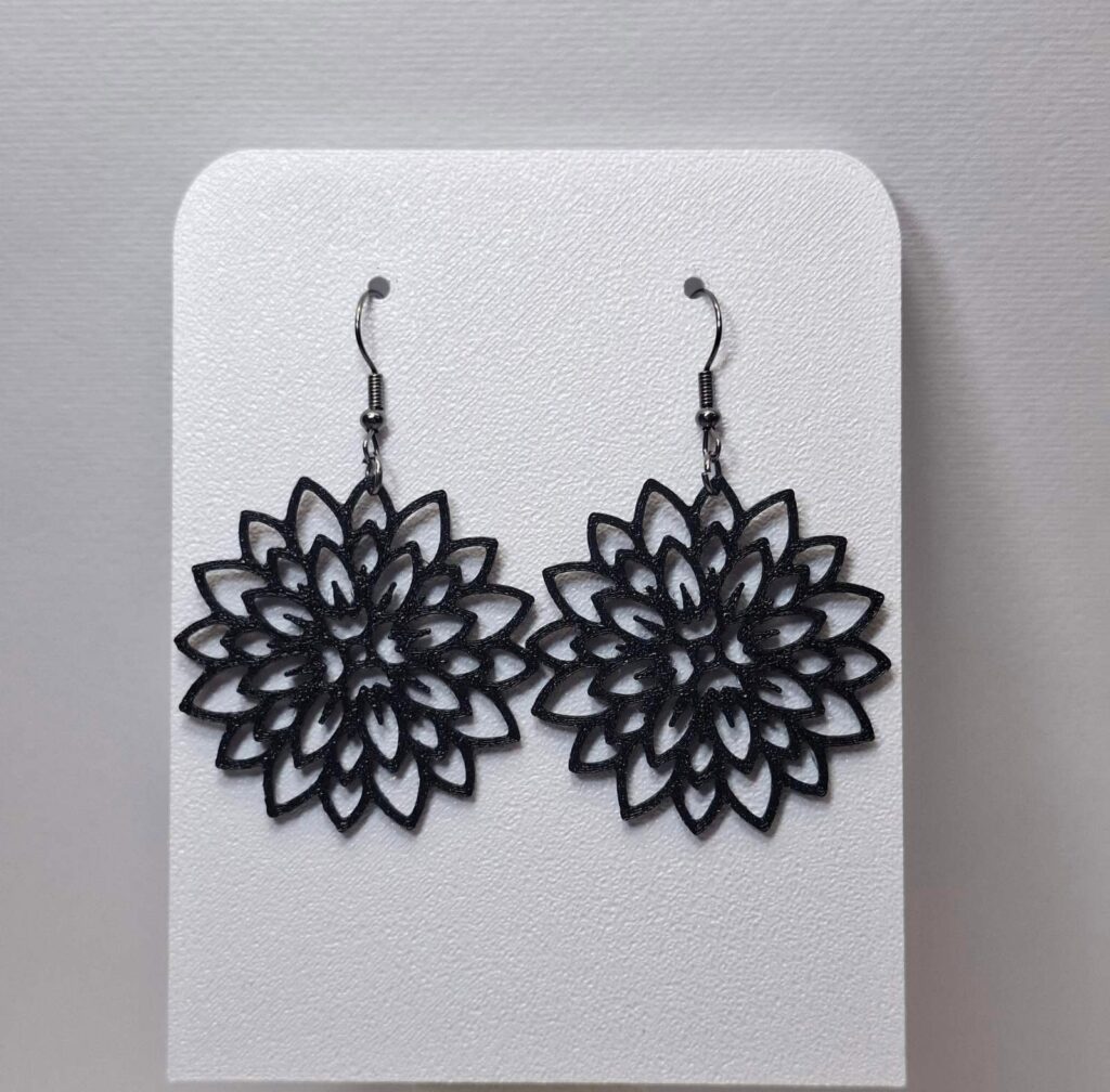 3D Printed Jewelry 'Black Dahlia Elegance'