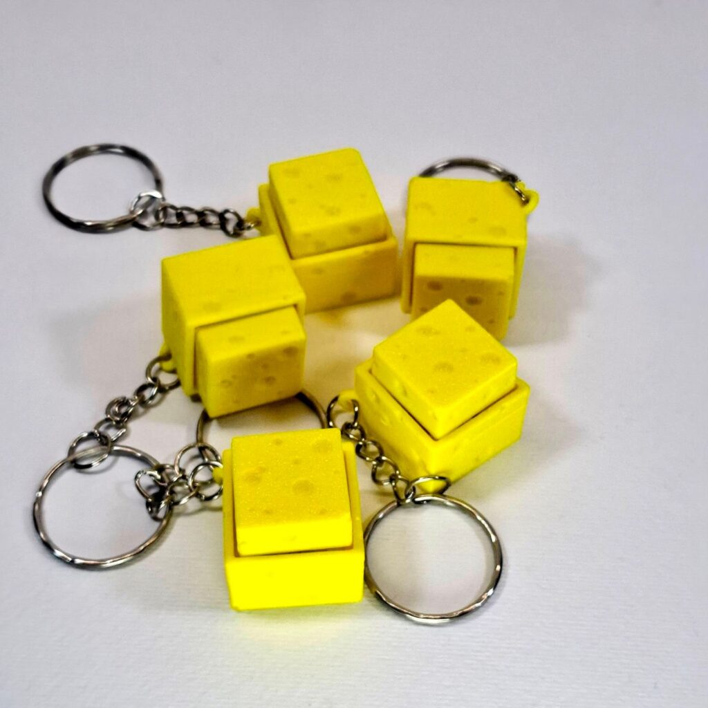 Μπρελόκ "Τυρί" Clicker Fidget - 3D Printed Μηχανικό Keychain