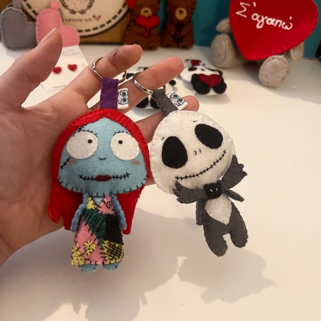 Jack & Sally - Χειροποίητο σετ μπρελόκ