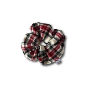 Ecru-red tartan scrunchie