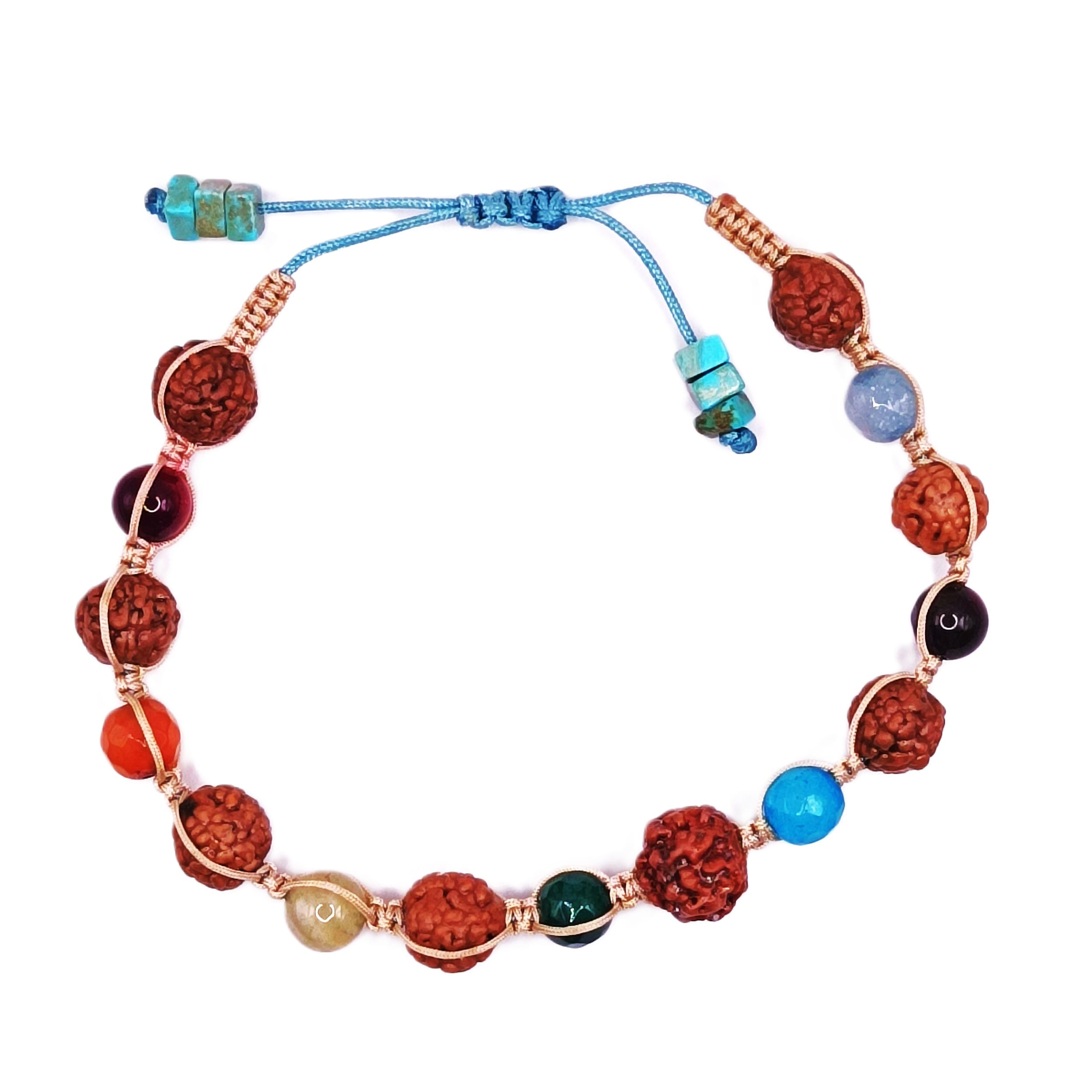 Βραχιόλι Shamballa με αχάτη και καρπούς Rundraksha