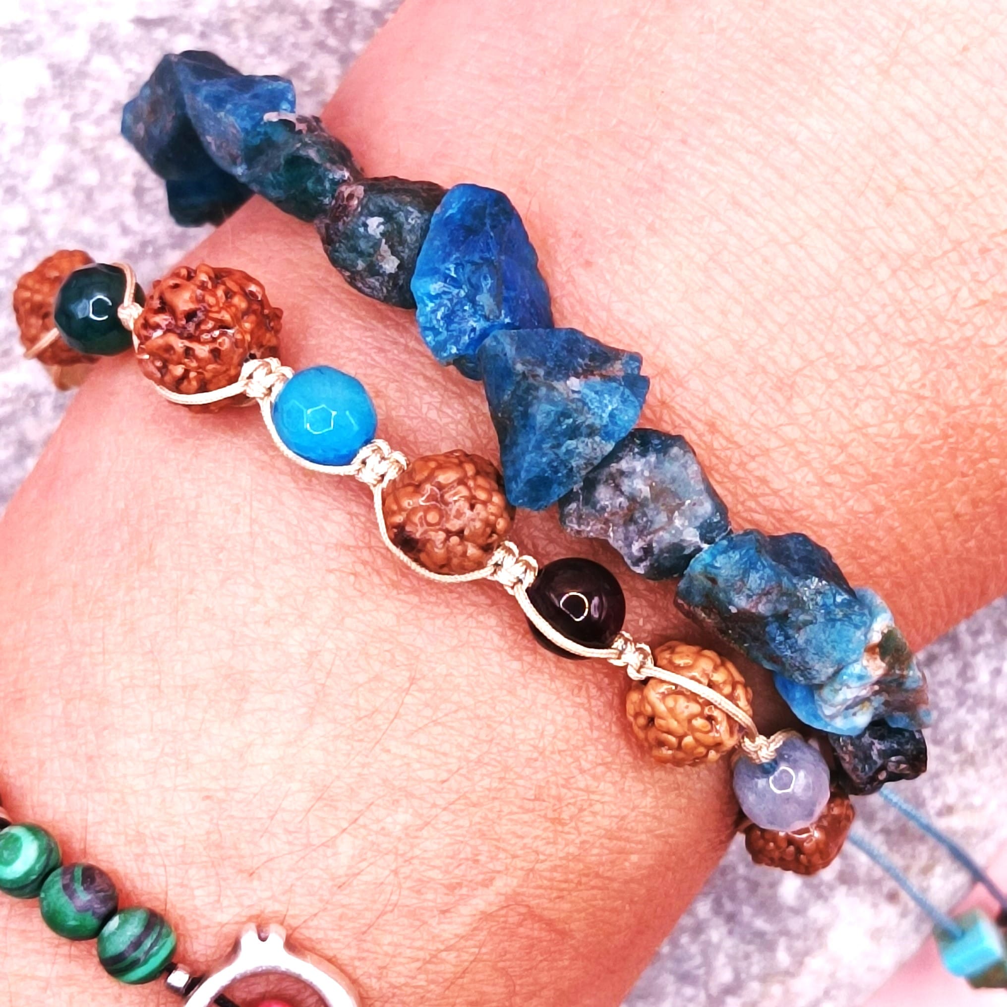 Βραχιόλι Shamballa με αχάτη και καρπούς Rundraksha