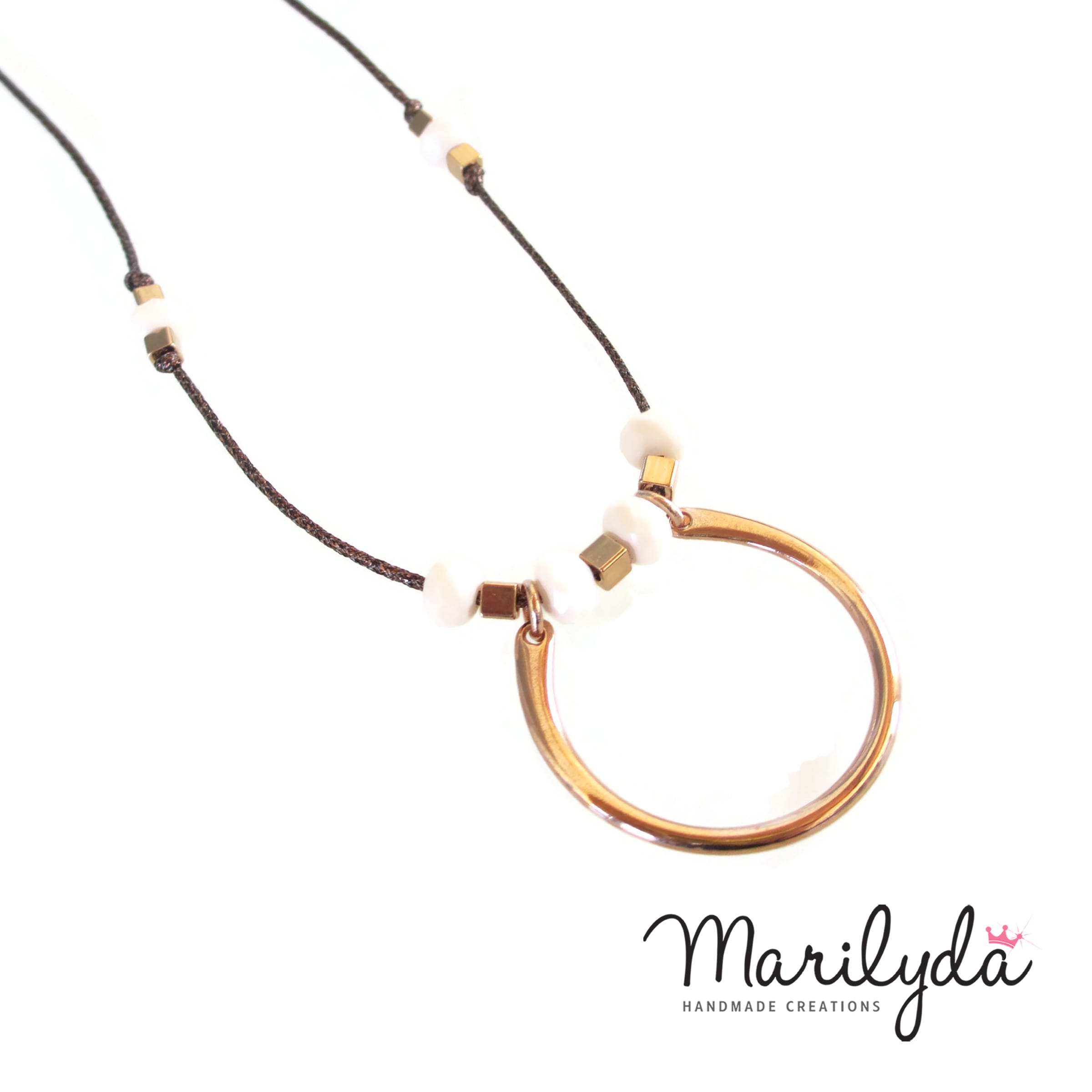 Minimal Κολιέ "Open Cycle" ιβουάρ rose gold