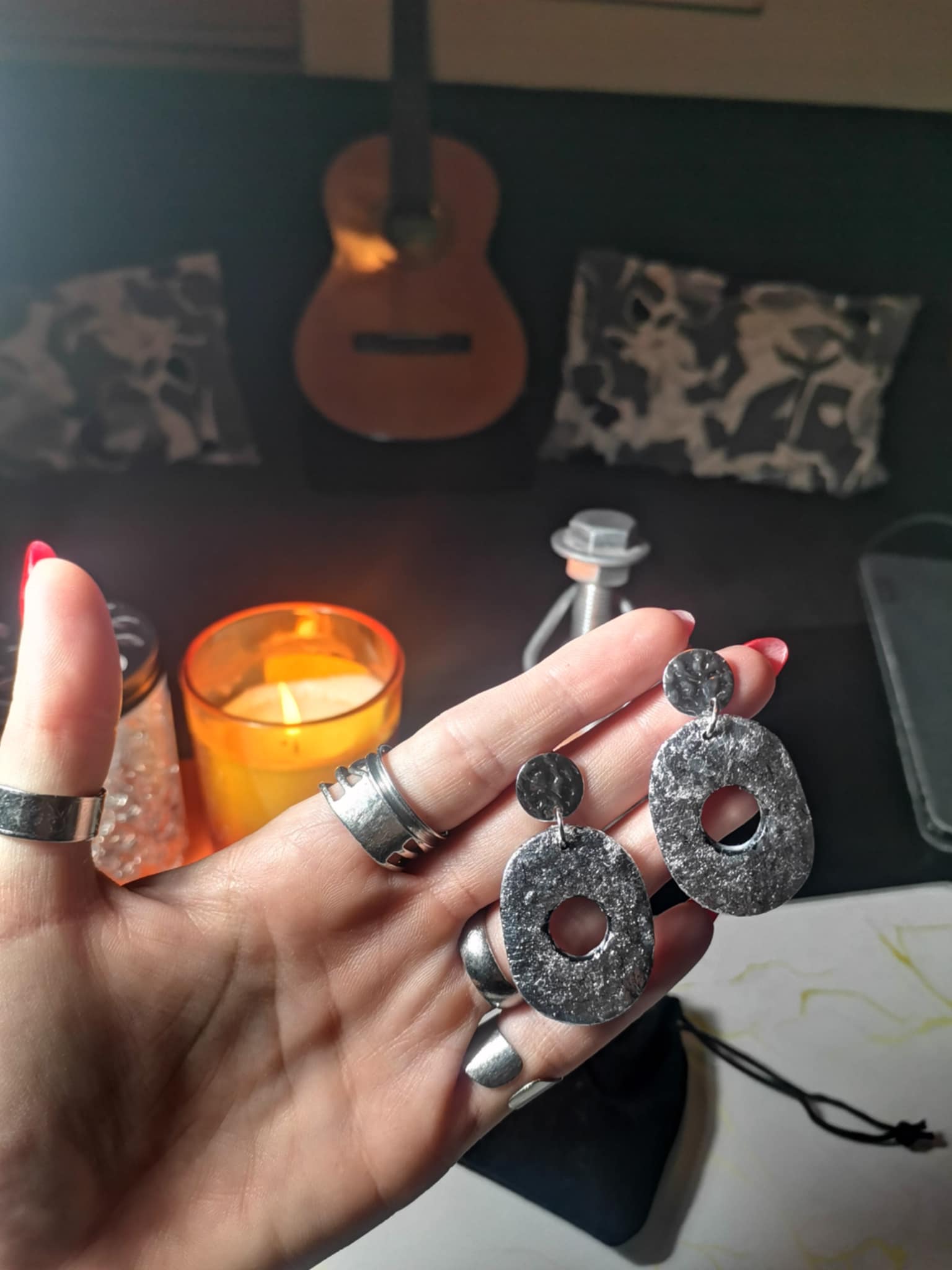 Handmade σκουλαρίκια "silvery passion" ασημί