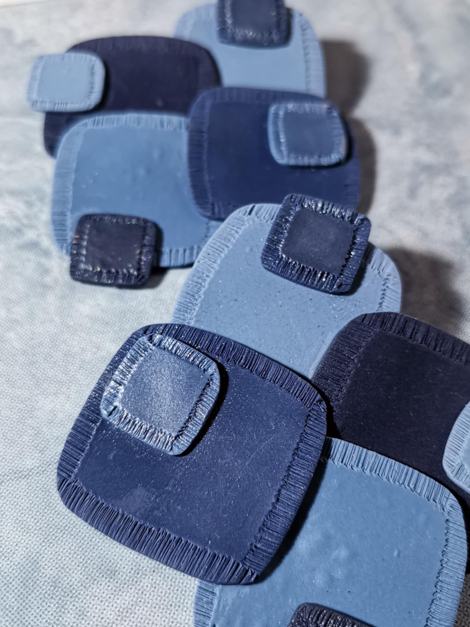 Handmade σκουλαρίκια "patches" σε αποχρώσεις του μπλέ