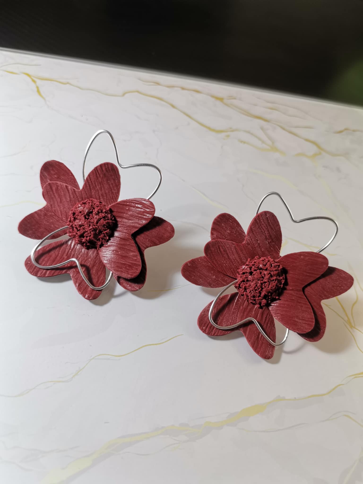 Handmade σκουλαρίκια “Flowery” κεραμιδί
