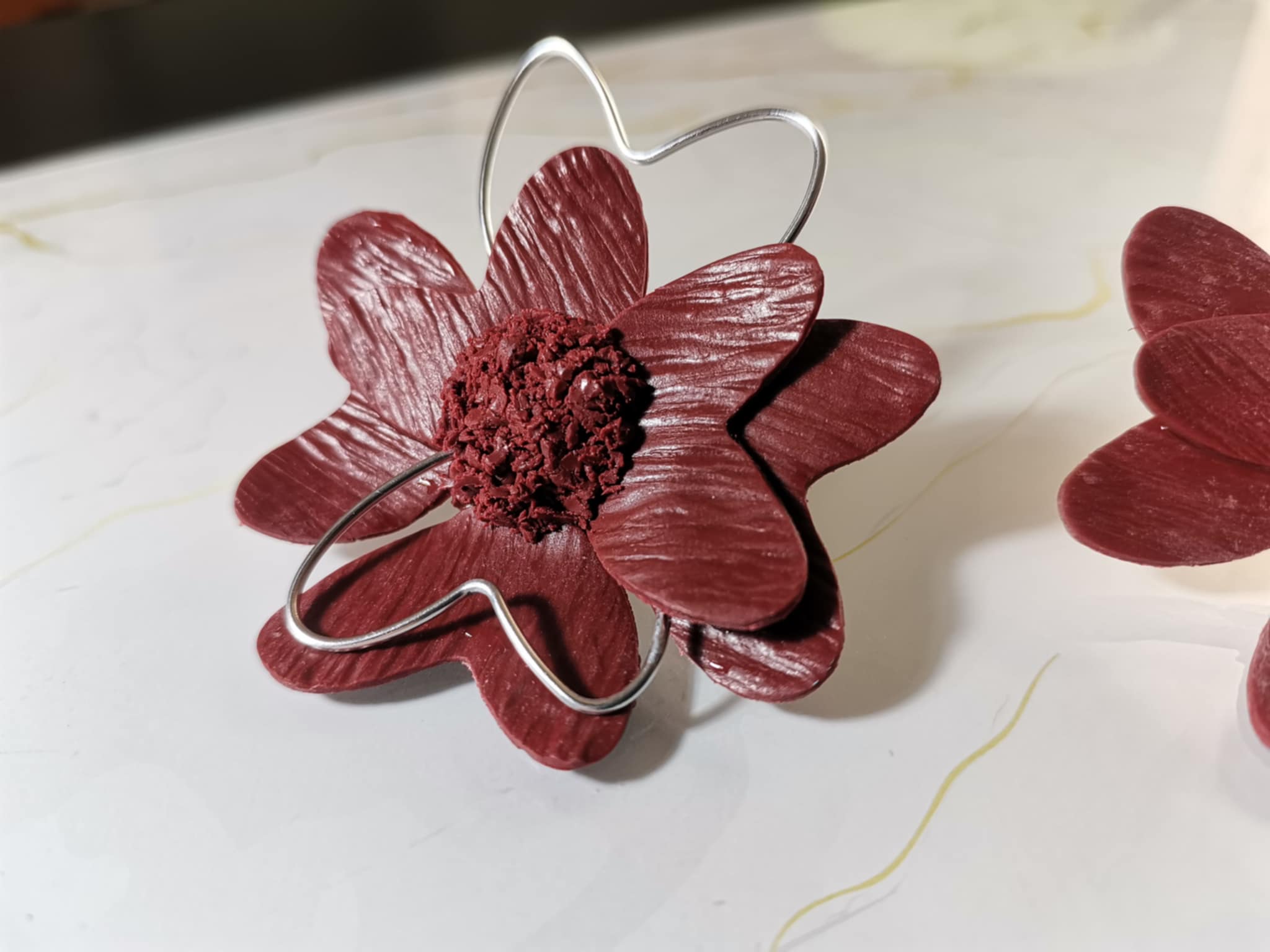 Handmade σκουλαρίκια "Flowery" κεραμιδί