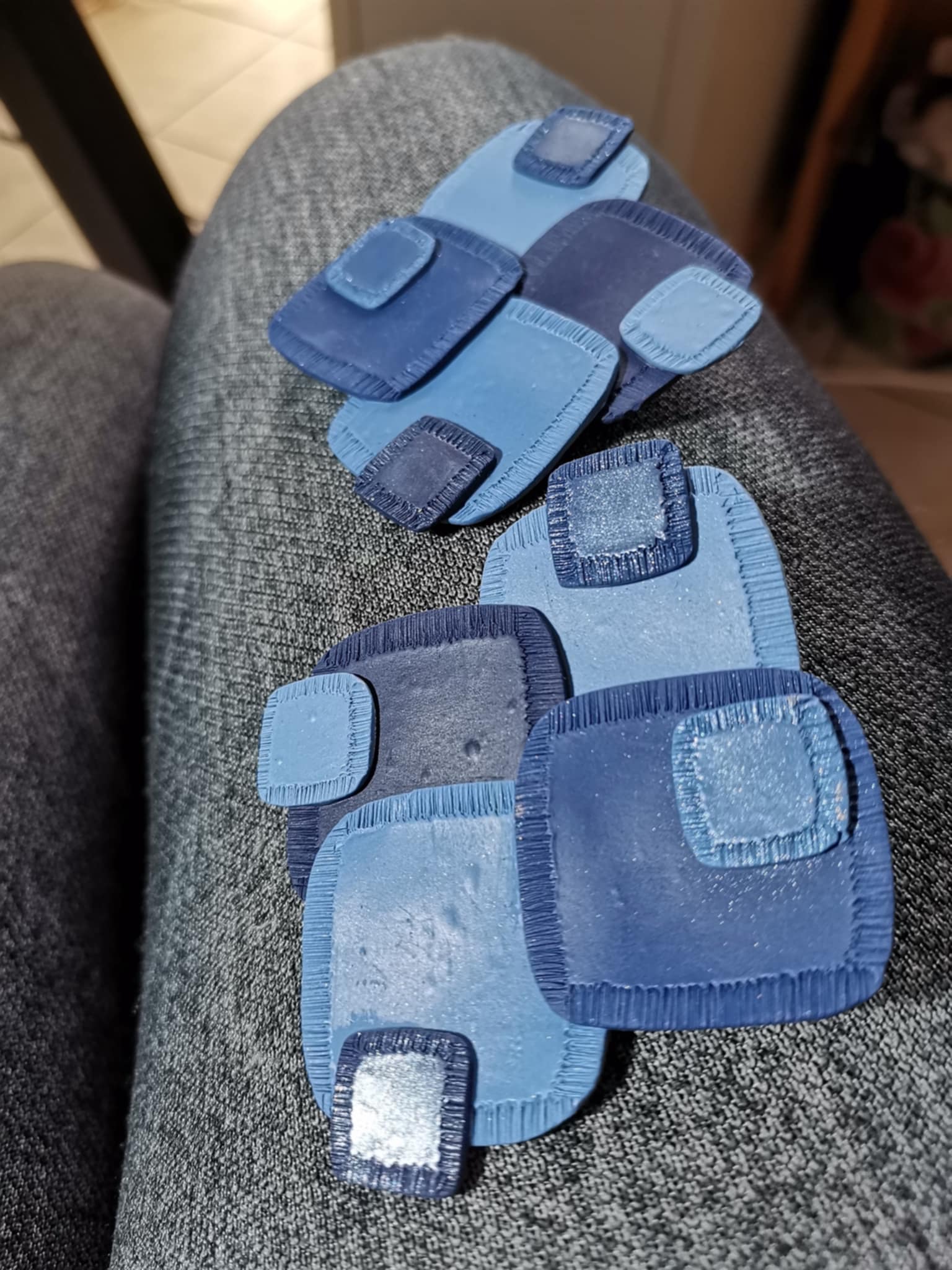Handmade σκουλαρίκια "patches" σε αποχρώσεις του μπλέ