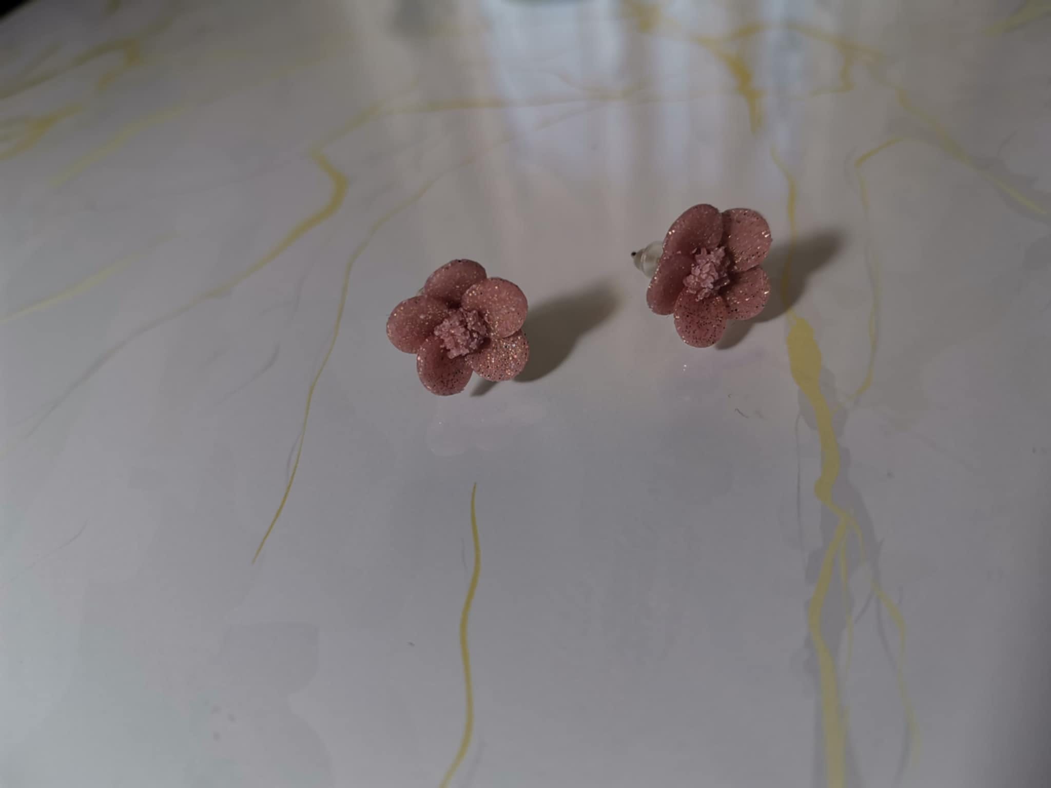 Handmade σκουλαρίκια "flowers" ροζ χρυσό