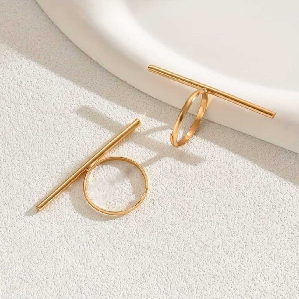 "Minimalist Bars" Γυναικείο Σετ Δαχτυλιδιών Ανοξείδωτο Ατσάλι Επίχρυσο