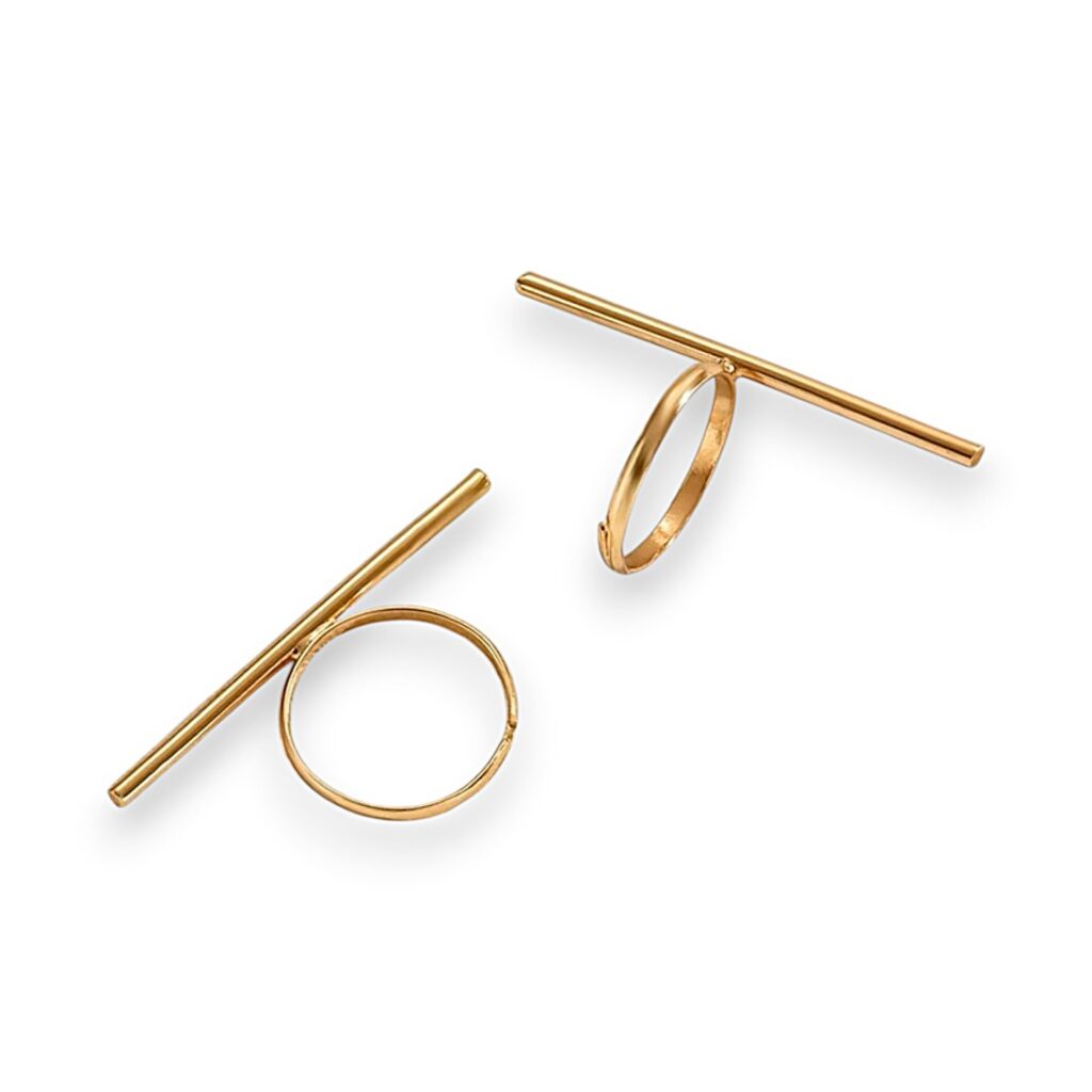 "Minimalist Bars" Γυναικείο Σετ Δαχτυλιδιών Ανοξείδωτο Ατσάλι Επίχρυσο