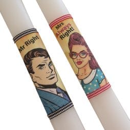Αρωματικές λαμπάδες για ζευγάρι Pop Art "Mrs Always Right" Σετ των 2τμχ