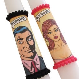 Αρωματικές λαμπάδες για ζευγάρι Pop Art "Σε 5'" Σετ των 2τμχ