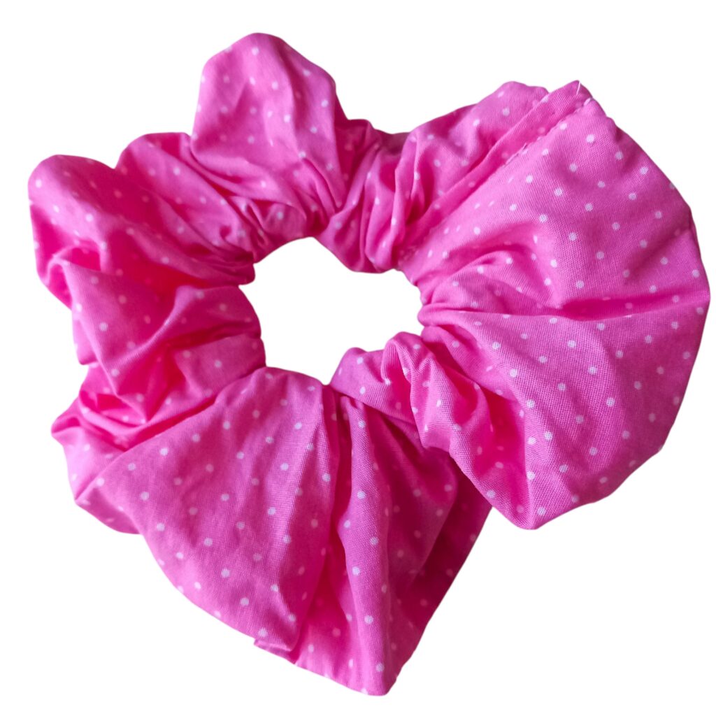 Scrunchie φούξια πουά ποπλίνα