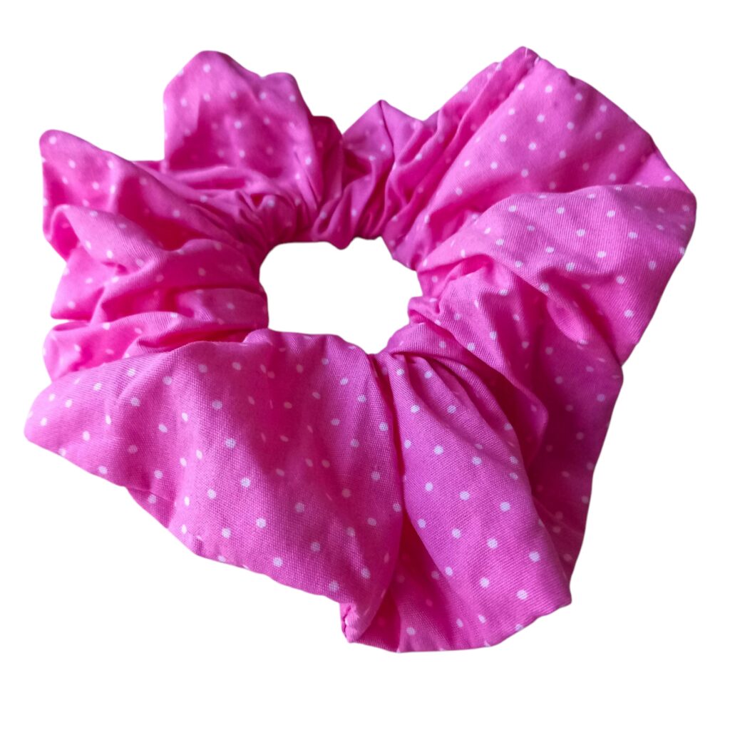 Scrunchie φούξια πουά ποπλίνα