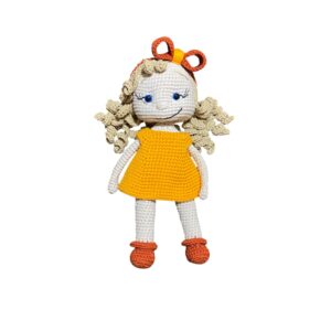 Πλεκτή χειροποίητη κούκλα amigurumi 30 εκατοστά πορτοκαλί