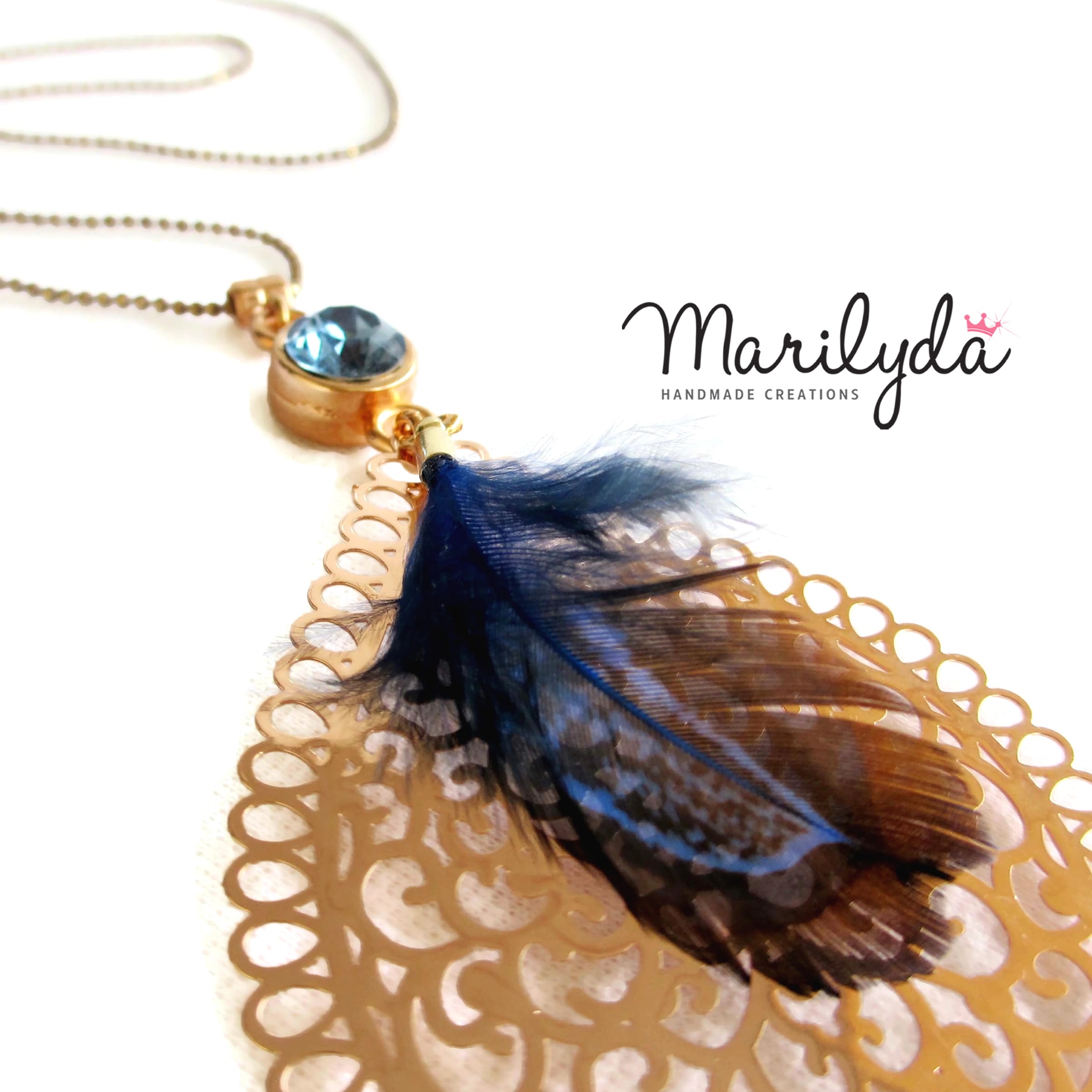 Κολιέ "Filigree feather red"