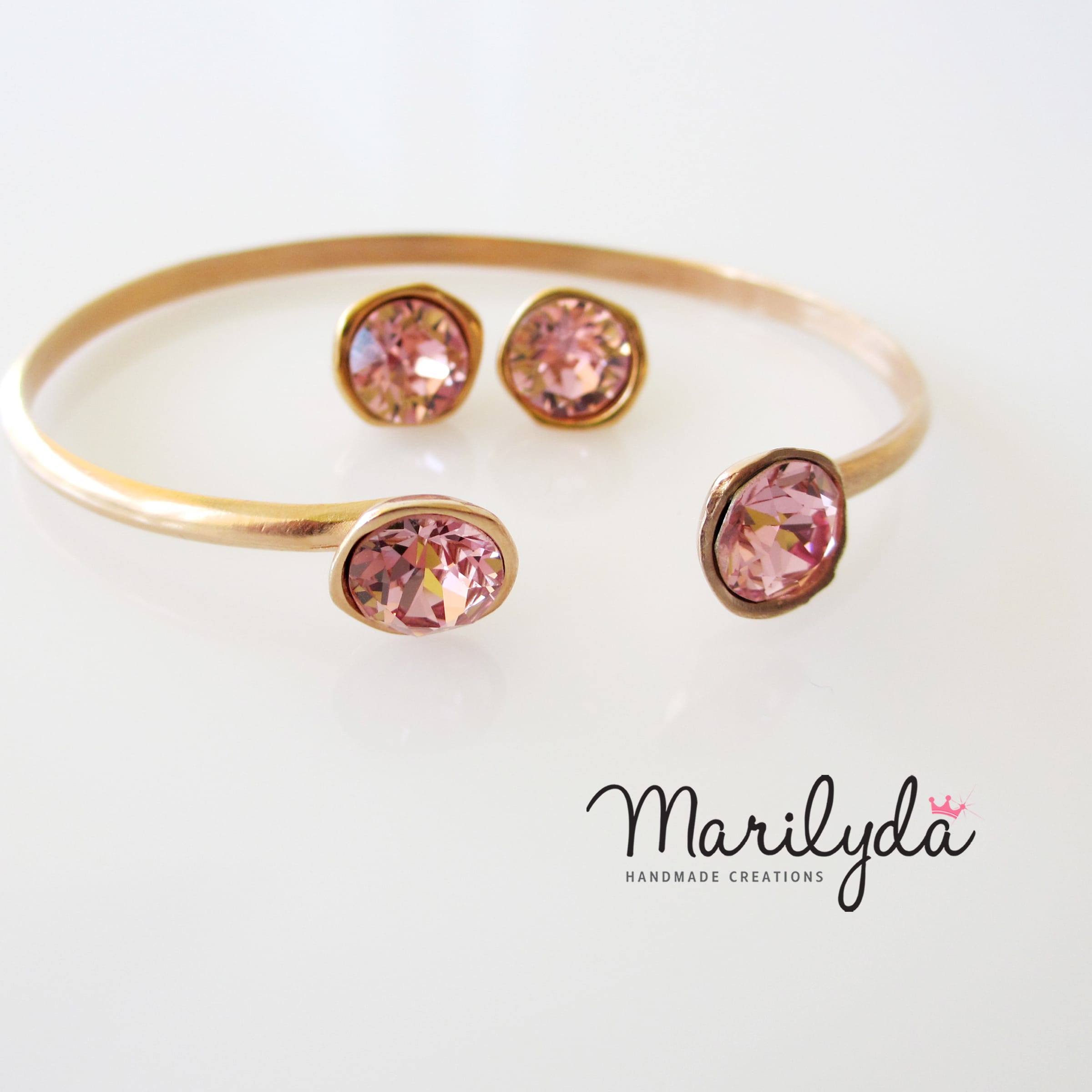Βραχιόλι rose gold Swarovski crystal pink