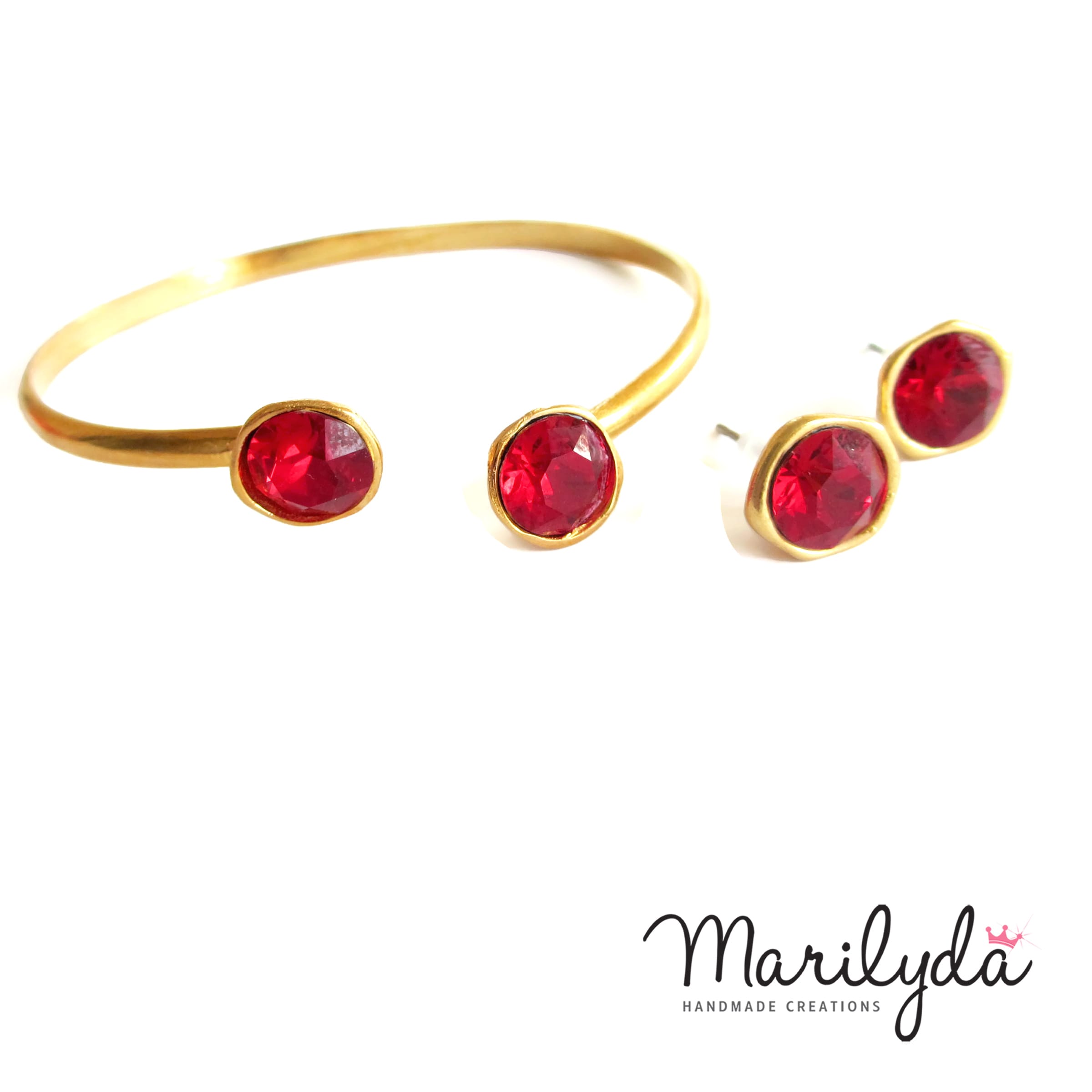 Βραχιόλι επίχρυσο swarovski crystal red