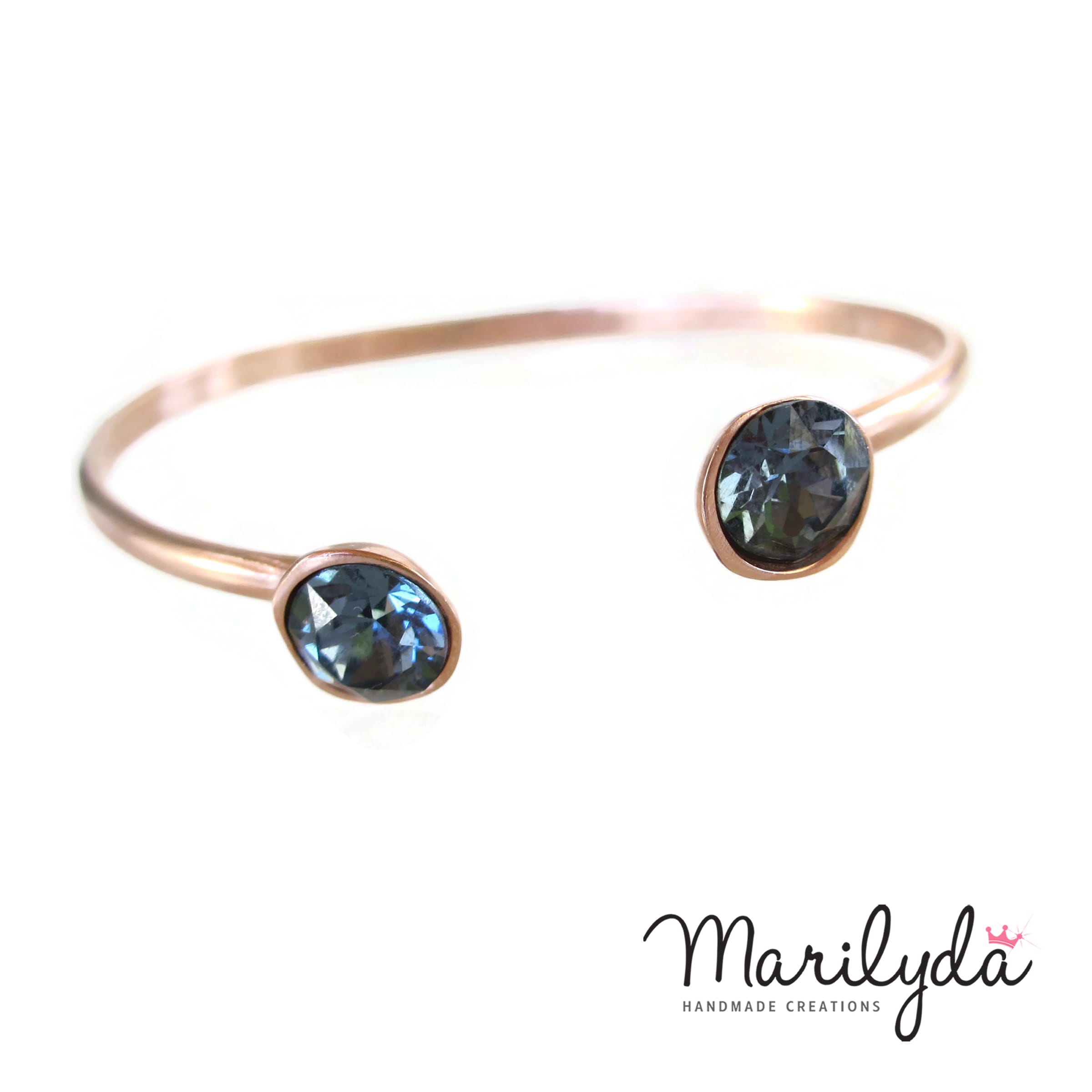 Βραχιόλι rose gold swarovski crystal blue