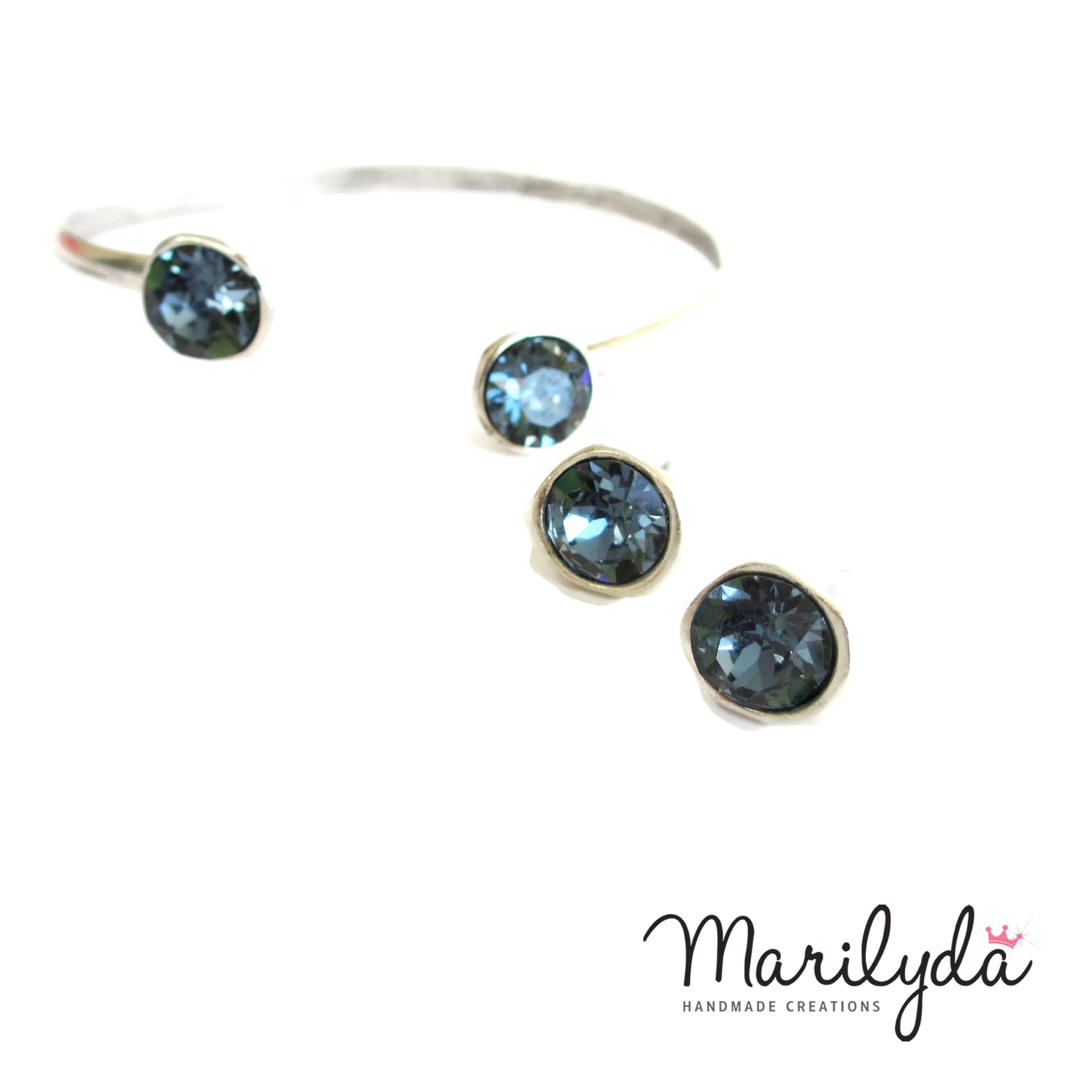 Βραχιόλι επάργυρο Swarovski crystal blue