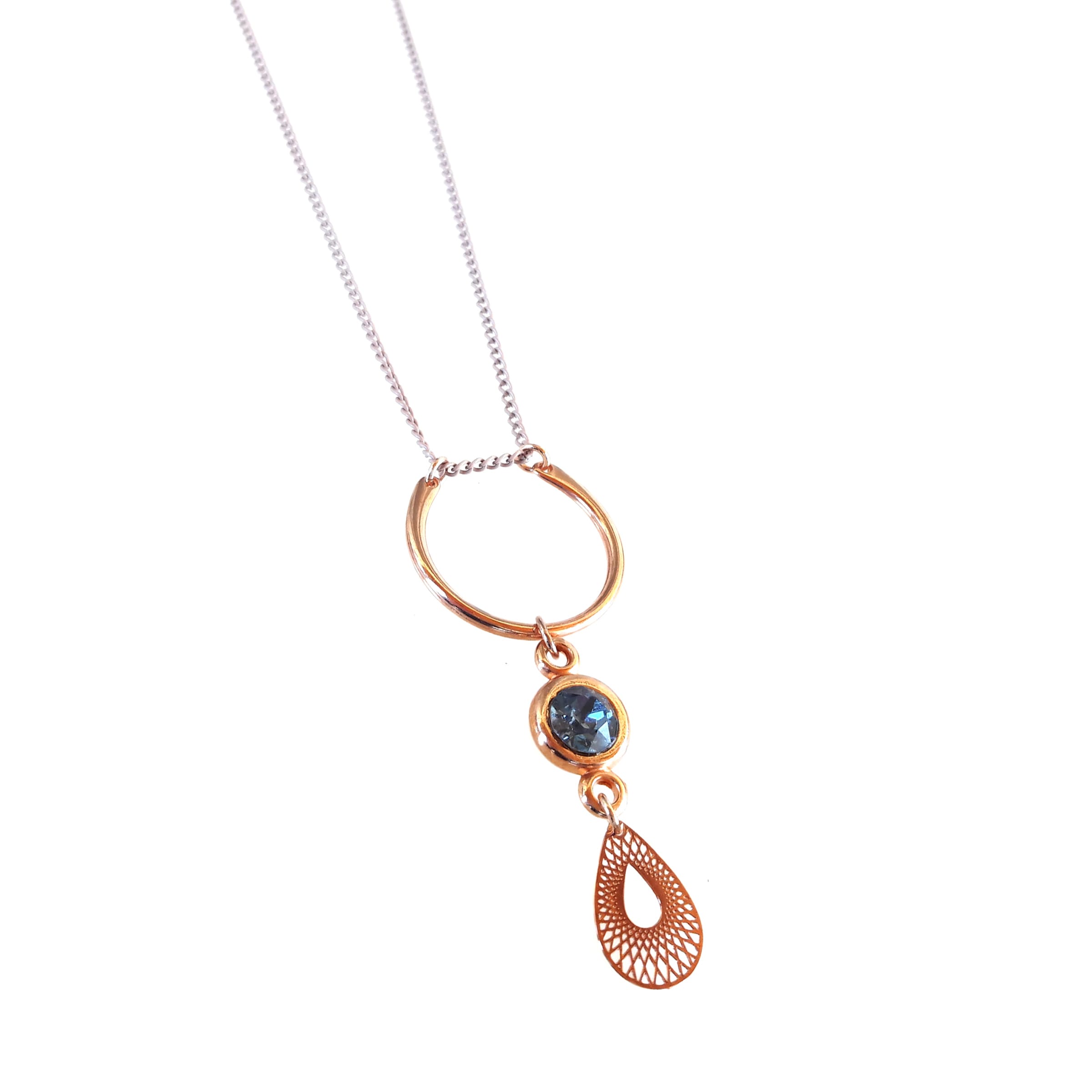 Μακρύ κολιέ Swarovski “Open circle crystal” blue