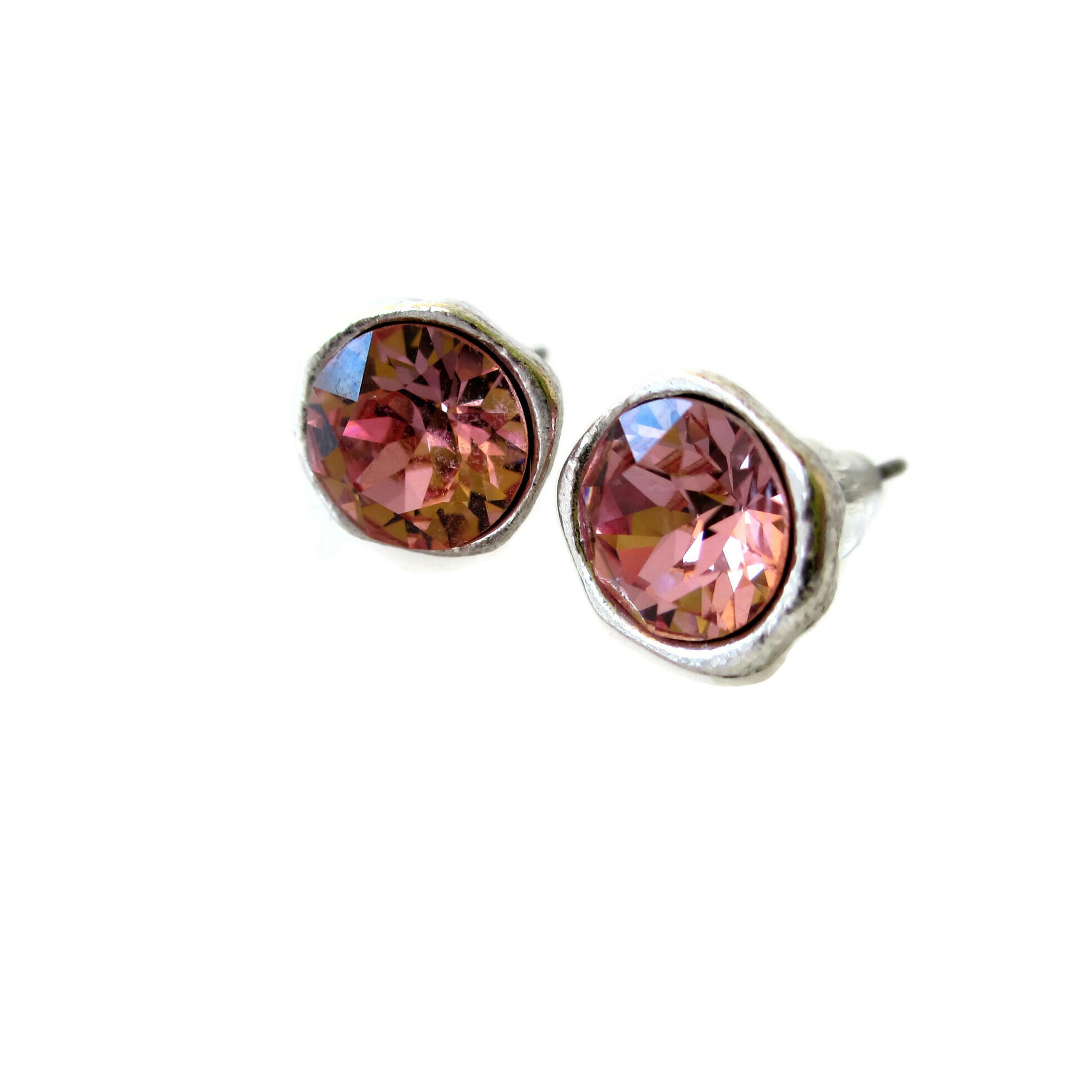Σκουλαρίκια Swarovski Cup Chaton ασημί ροζ