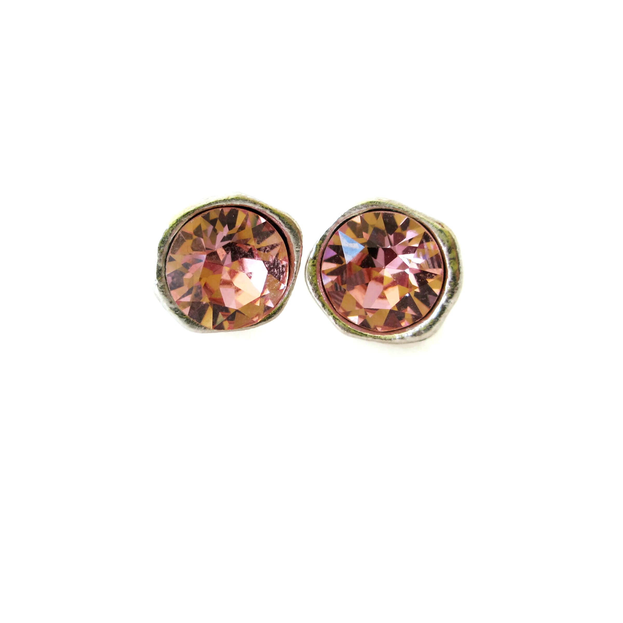 Σκουλαρίκια Swarovski Cup Chaton ασημί ροζ