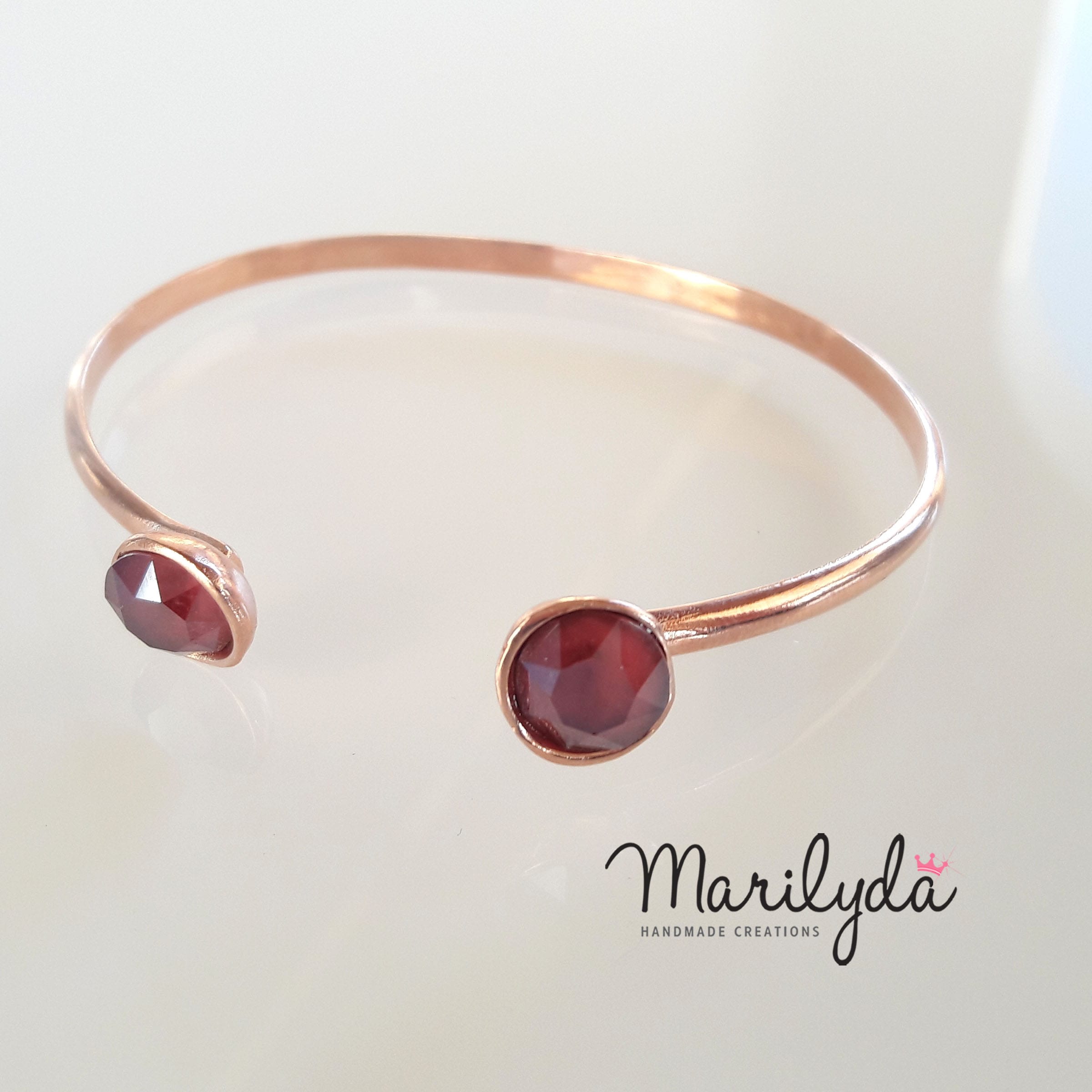 Βραχιόλι επίχρυσο rose gold swarovski crystal red wine