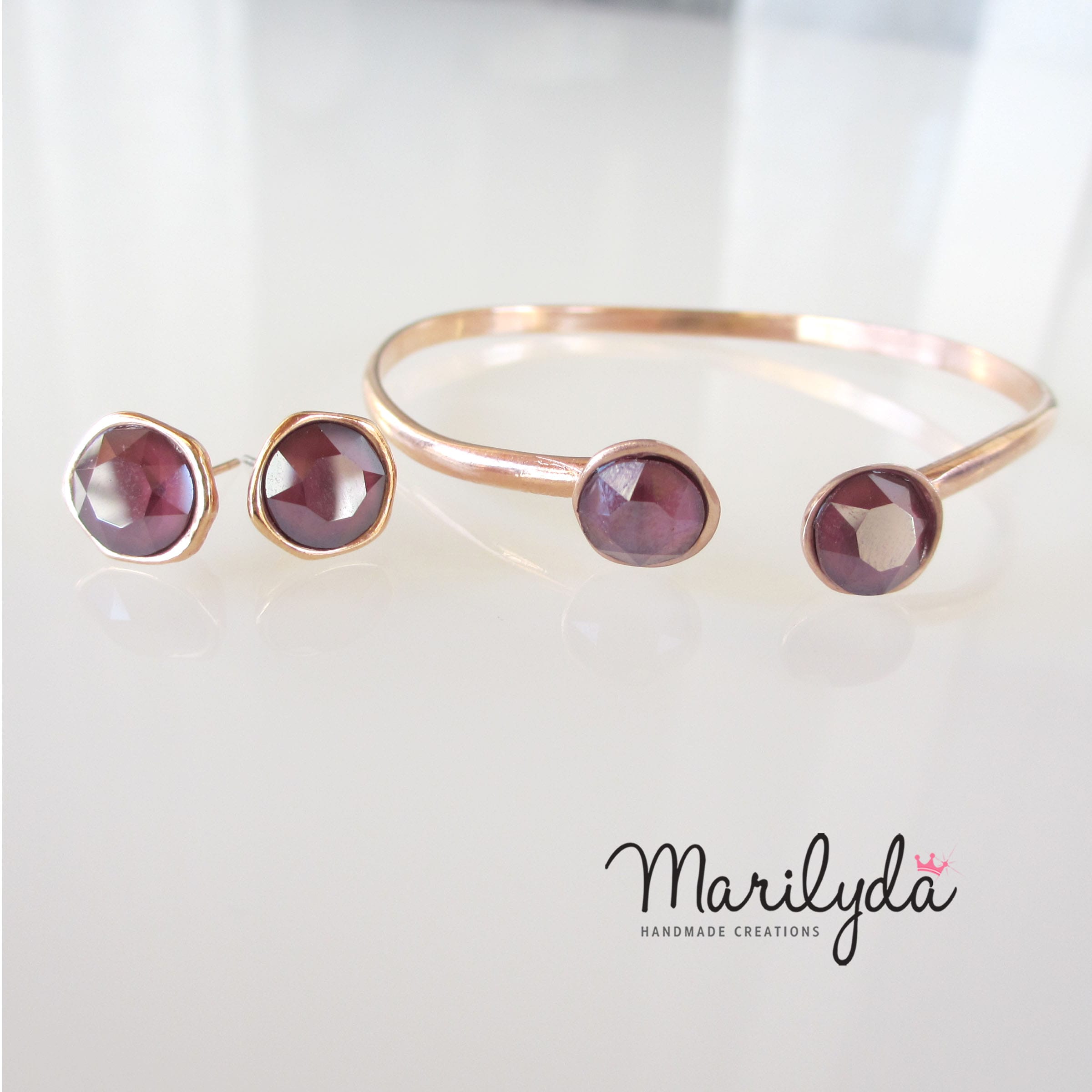 Βραχιόλι επίχρυσο rose gold swarovski crystal red wine