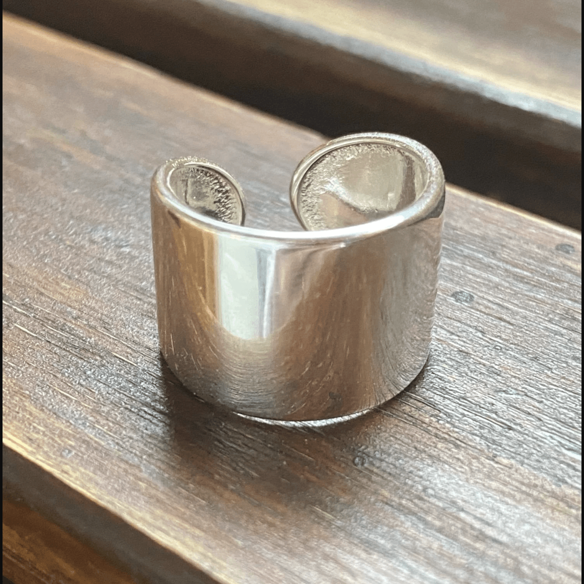 Δαχτυλίδι minimal cuff φαρδύ ασήμι 925 επιπλατινωμένο ανοιγόμενο