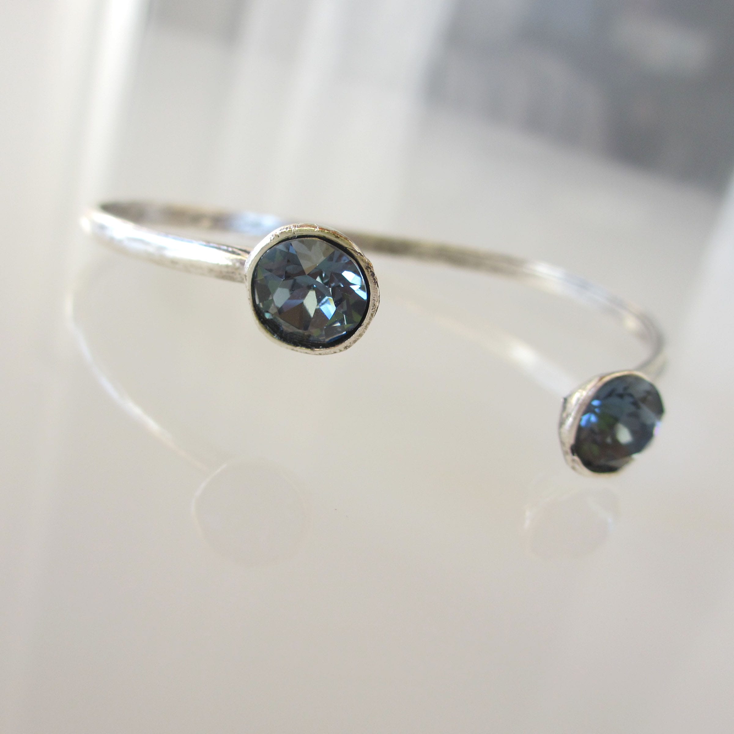 Βραχιόλι επάργυρο Swarovski crystal blue
