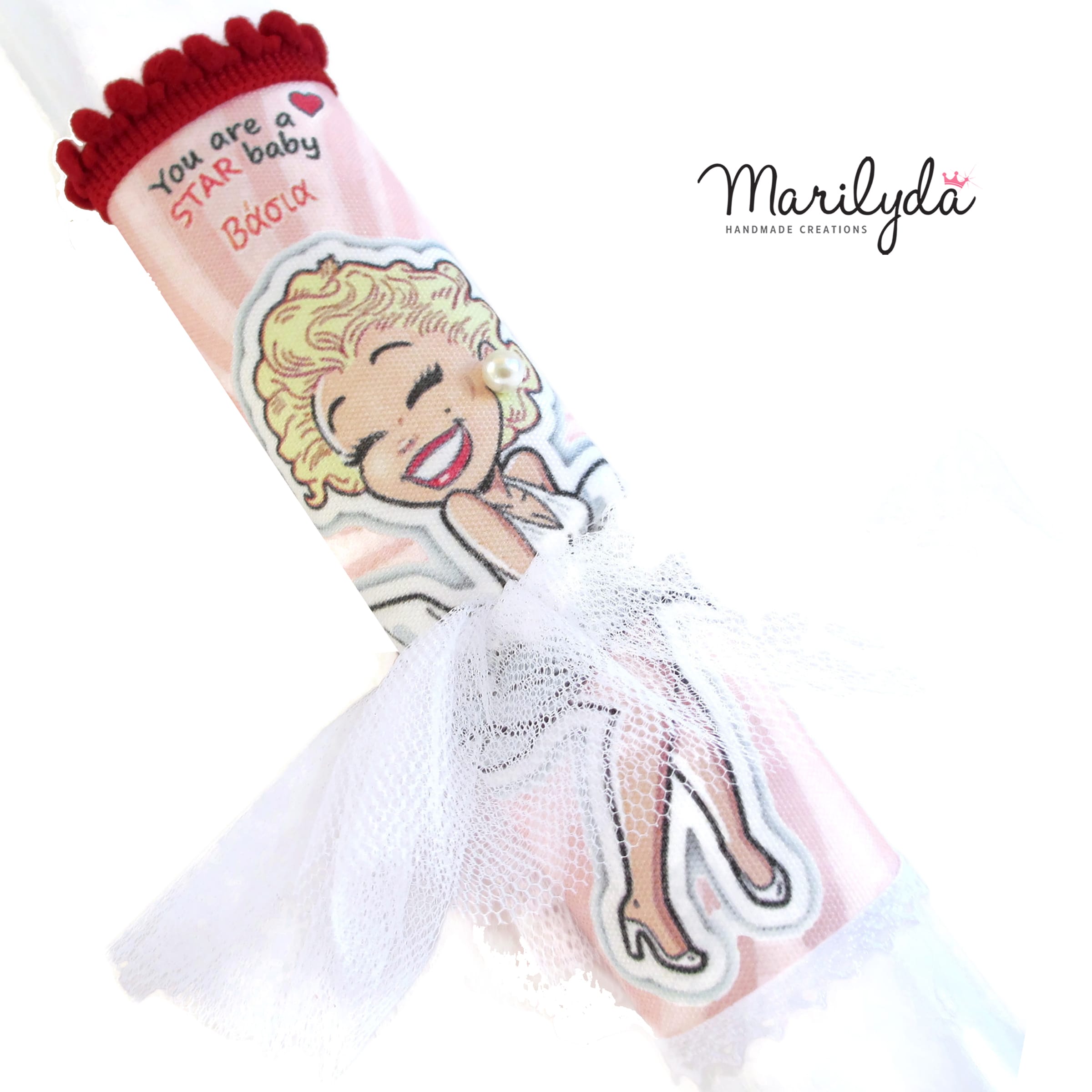 Λαμπάδα "Marilyn" με όνομα και φορεματάκι