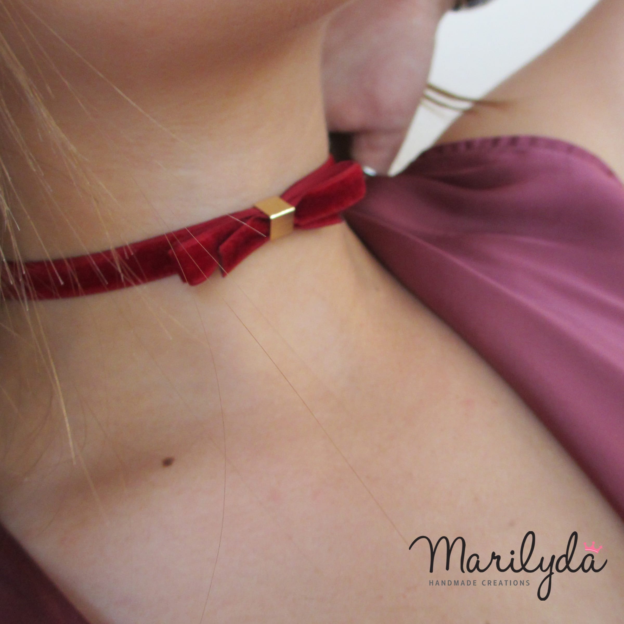 Velvet Cute choker - βελούδινο τσόκερ μπορντό