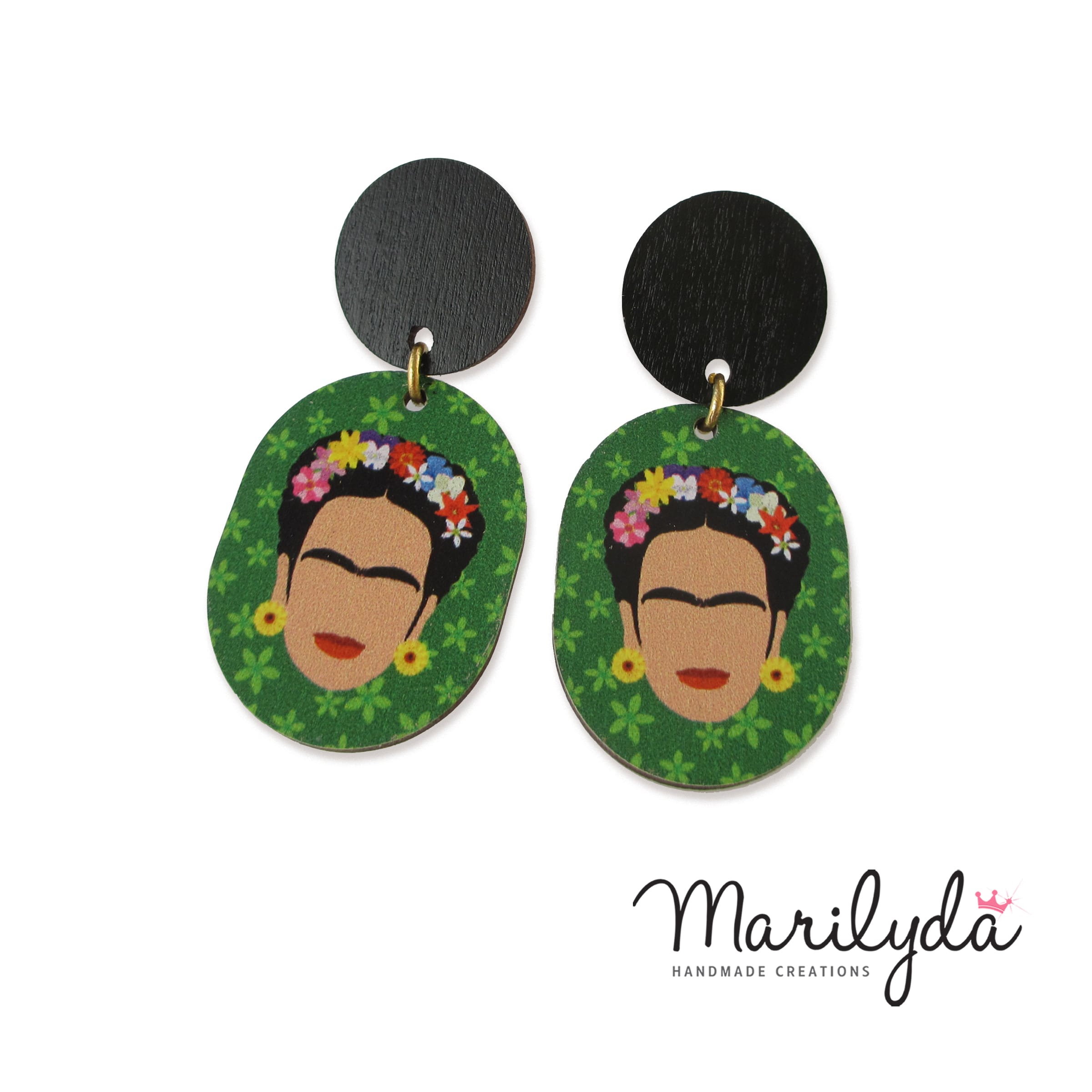 Σκουλαρίκια Frida Kahlo ξύλινα