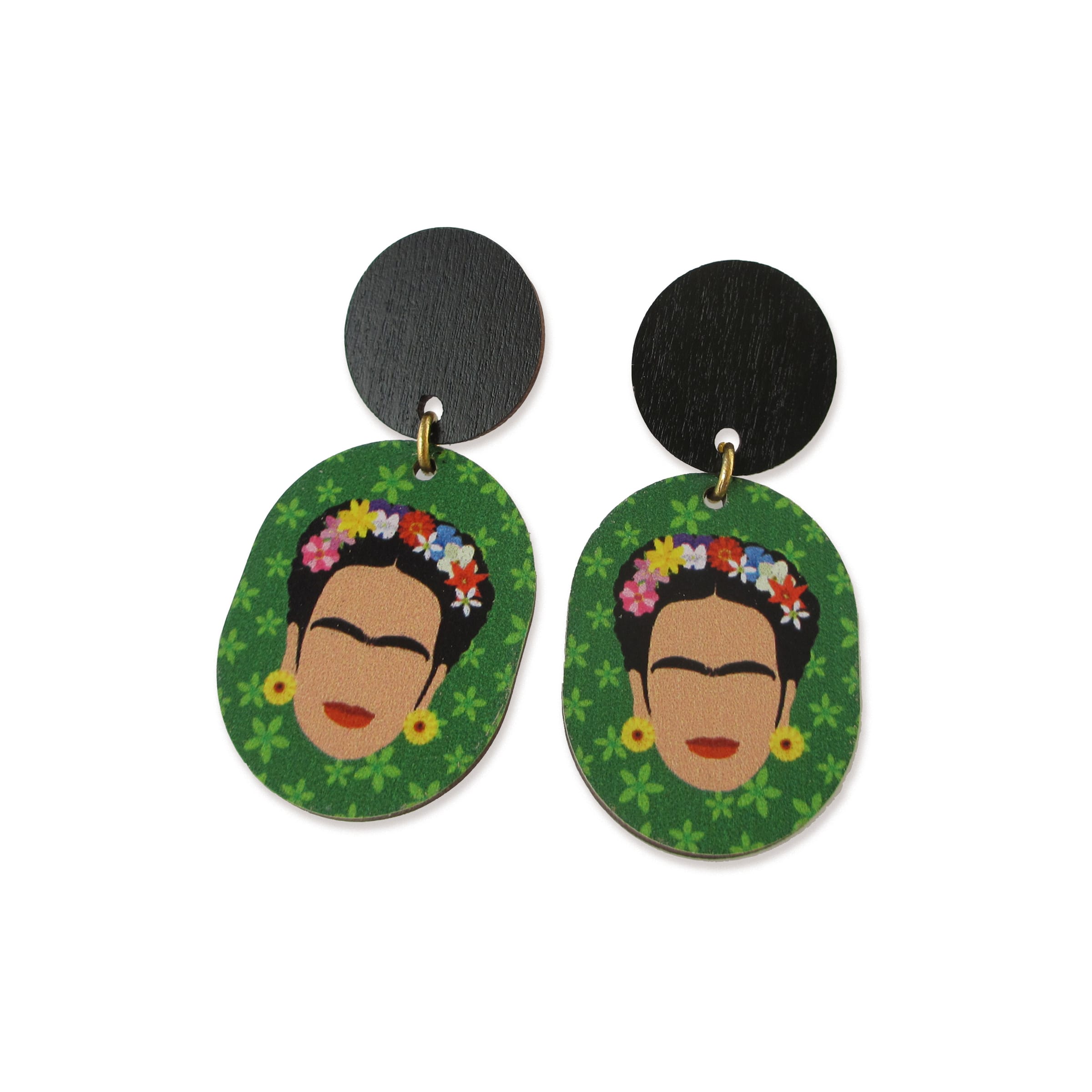 Σκουλαρίκια Frida Kahlo ξύλινα