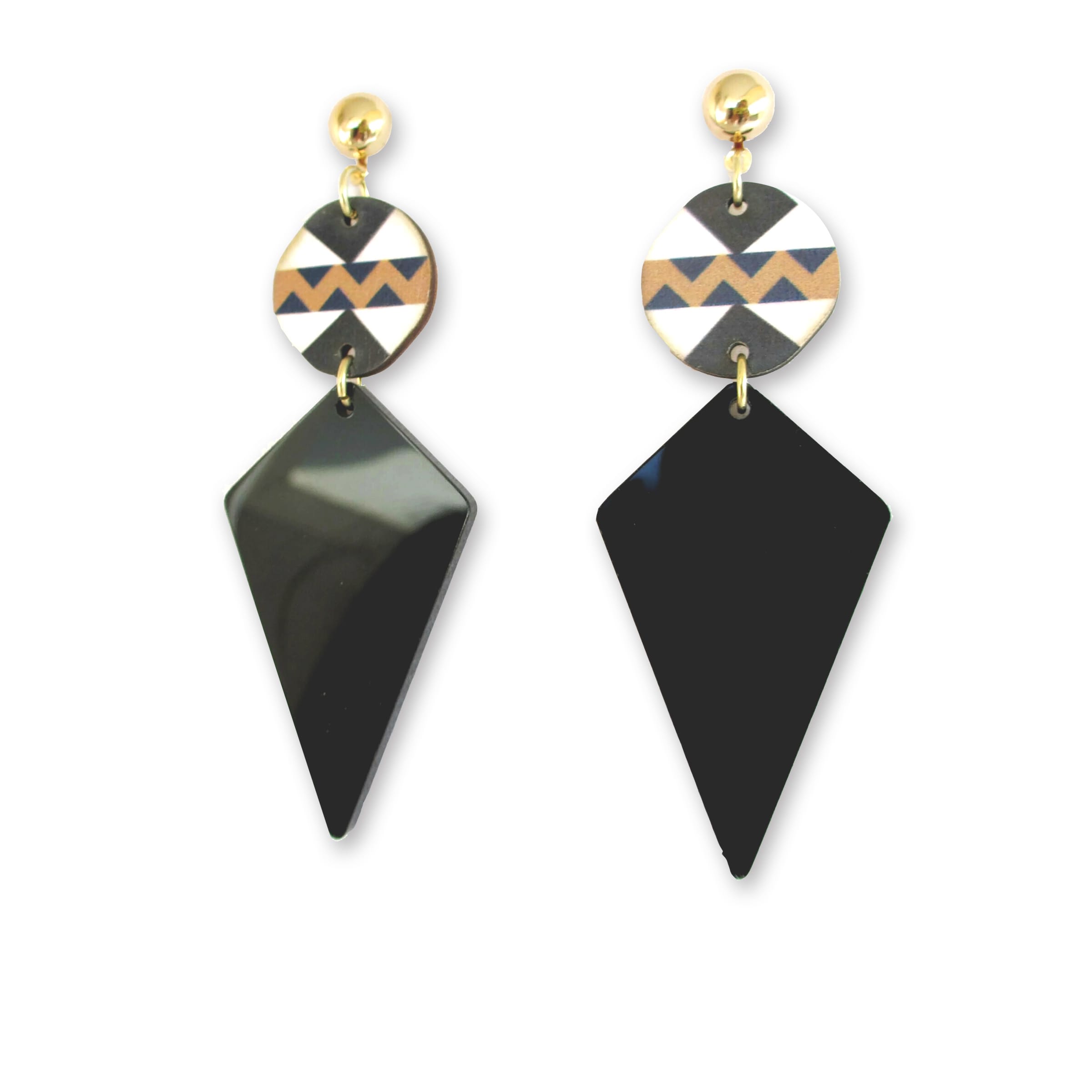 Μακριά σκουλαρίκια “Geometrical black diamond”
