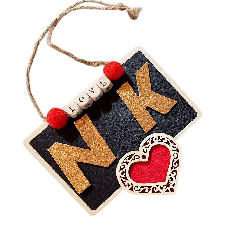 Κρεμαστό διακοσμητικό μαυροπίνακας " LOVE " με τα αρχικά σας