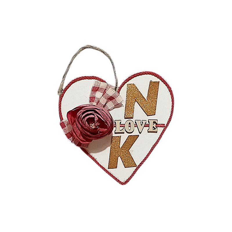 Κρεμαστή ξύλινη καρδιά " LOVE " με τα αρχικά σας