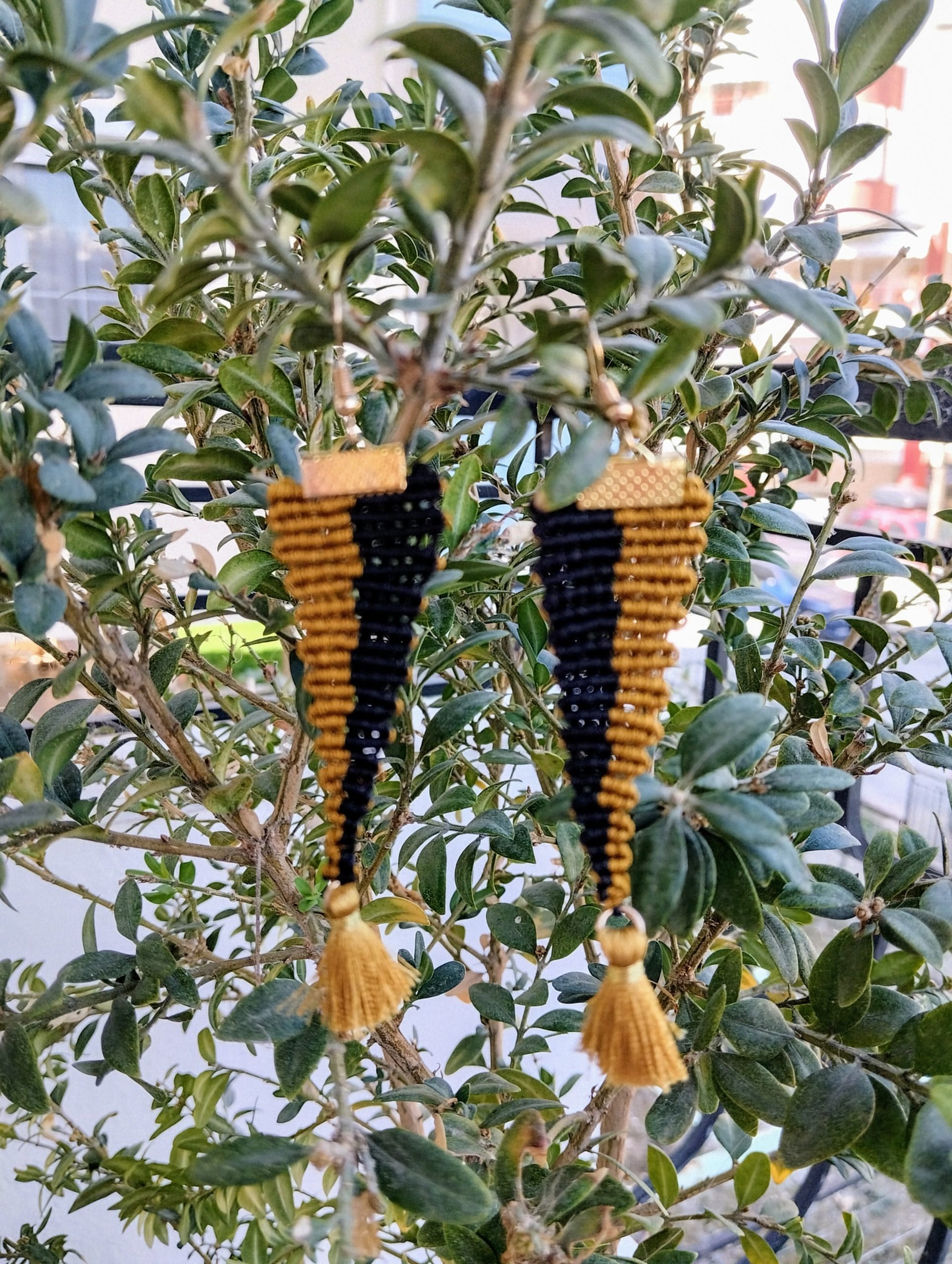 Μακραμέ σκουλαρίκια γεωμετρικό σχέδιο
