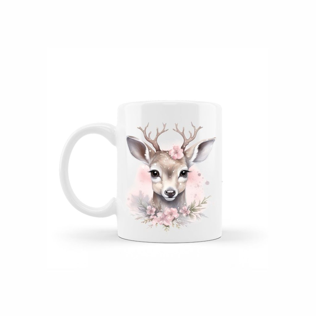Κεραμική κούπα Christmas pink deer με αφιέρωση